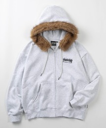 【70】【THRASHER/スラッシャー】フェイクファーフード ジップパーカー/フーディー/オーバーサイズ/ライトアウター/スケーター/Y2K/Opium系/リアルツリー/カモフラ/ロゴ刺繍/裏起毛/ユニセックス/レディース/メンズ