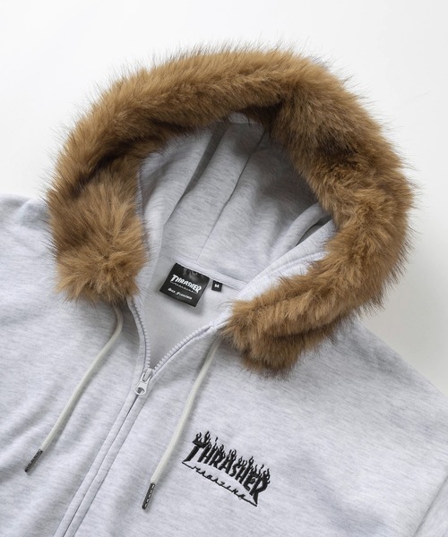 THRASHER(スラッシャー)の「【70】【THRASHER/スラッシャー】フェイクファーフード ジップパーカー/フーディー/オーバーサイズ/ライトアウター/スケーター/Y2K/Opium系/リアルツリー/カモフラ/ロゴ刺繍/裏起毛/ユニセックス/レディース/メンズ(パーカー・メンズ・グレー/ブラック/グレー系カモフラージュ/グリーン系カモフラージュ・L/XL/M)」の16枚目の写真