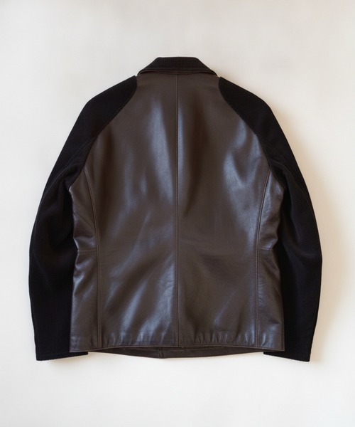 KHOKI(コッキ)の「【KHOKI】Combination leather jacket(ライダースジャケット・メンズ・ブラウン/ブラック・2/3)」の3枚目の写真
