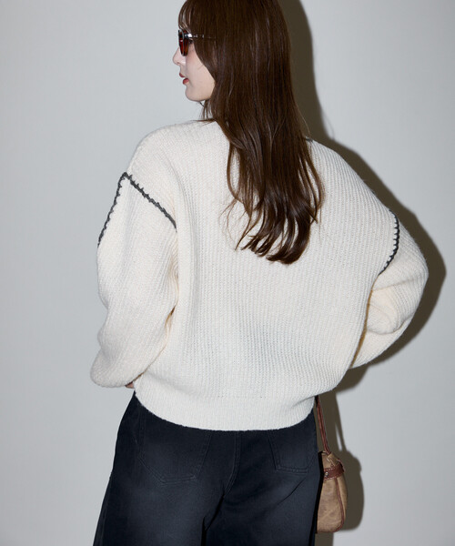 PUBLUX(パブリュクス)の「PUBLUX/パブリュクス ローピングニット 限定展開(ニット/セーター・レディース・オレンジ/ナチュラル/ブルー/グレー・フリ-)」の13枚目の写真