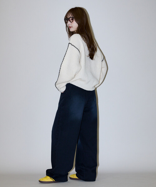 PUBLUX(パブリュクス)の「PUBLUX/パブリュクス ローピングニット 限定展開(ニット/セーター・レディース・オレンジ/ナチュラル/ブルー/グレー・フリ-)」の16枚目の写真