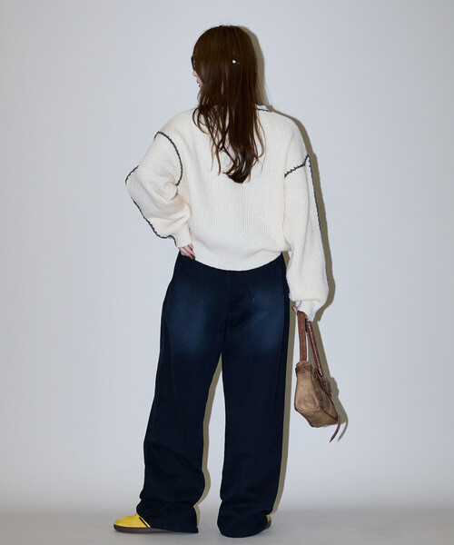 PUBLUX(パブリュクス)の「PUBLUX/パブリュクス ローピングニット 限定展開(ニット/セーター・レディース・オレンジ/ナチュラル/ブルー/グレー・フリ-)」の17枚目の写真