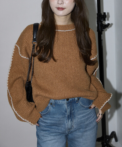 PUBLUX(パブリュクス)の「PUBLUX/パブリュクス ローピングニット 限定展開(ニット/セーター・レディース・オレンジ/ナチュラル/ブルー/グレー・フリ-)」の20枚目の写真