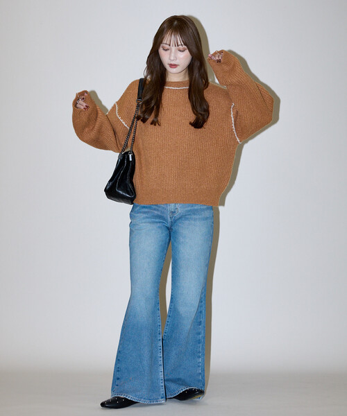 PUBLUX(パブリュクス)の「PUBLUX/パブリュクス ローピングニット 限定展開(ニット/セーター・レディース・オレンジ/ナチュラル/ブルー/グレー・フリ-)」の22枚目の写真
