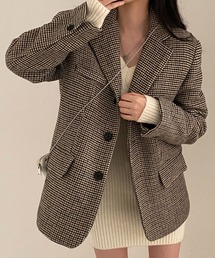襟付きチェック柄ジャケット