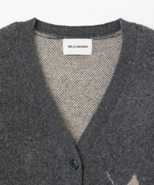 MILLO WOMEN（ミロウーマン）の「ブラッシュドアーガイルカーディガン [チャコール]（カーディガン/ボレロ・レディース・その他・ONE SIZE）」の4枚目の写真