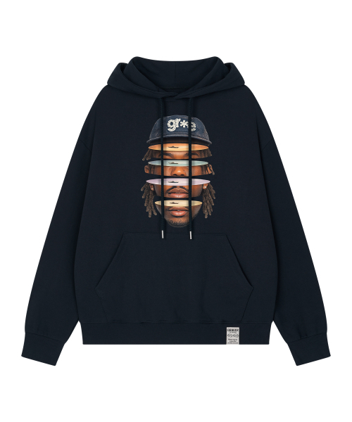 GRAVER ORDINARY（グレイバーオーディナリー）の「[ODNR UNISEX] FACE GRAE フーディー ネイビー（パーカー・レディース・ネイビー・SMALL/MEDIUM/LARGE）」の2枚目の写真