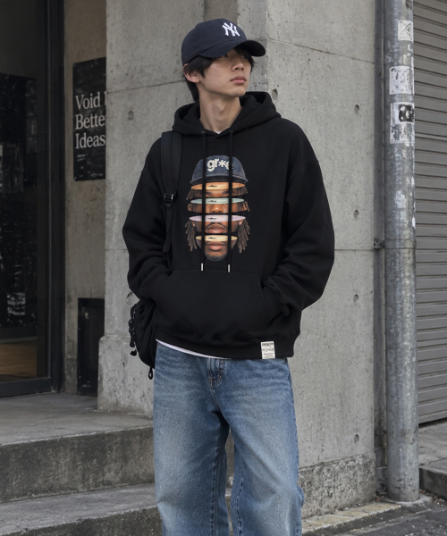 GRAVER ORDINARY（グレイバーオーディナリー）の「[ODNR UNISEX] FACE GRAE フーディー ネイビー（パーカー・レディース・ネイビー・SMALL/MEDIUM/LARGE）」の10枚目の写真