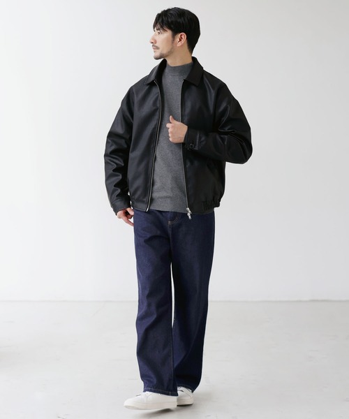 SPU（スプ）の「Essential Synthetic Leather Balloon Silhouette Zip Jacket（その他アウター・メンズ・ダークブラウン/ブラック・S/M/L/XL）」の7枚目の写真