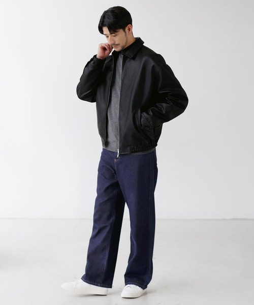SPU（スプ）の「Essential Synthetic Leather Balloon Silhouette Zip Jacket（その他アウター・メンズ・ダークブラウン/ブラック・S/M/L/XL）」の5枚目の写真