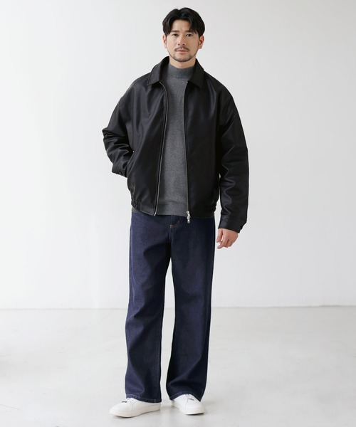 SPU（スプ）の「Essential Synthetic Leather Balloon Silhouette Zip Jacket（その他アウター・メンズ・ダークブラウン/ブラック・S/M/L/XL）」の4枚目の写真