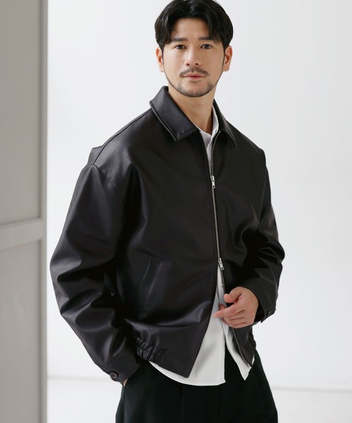 SPU（スプ）の「Essential Synthetic Leather Balloon Silhouette Zip Jacket（その他アウター・メンズ・ダークブラウン/ブラック・S/M/L/XL）」の20枚目の写真