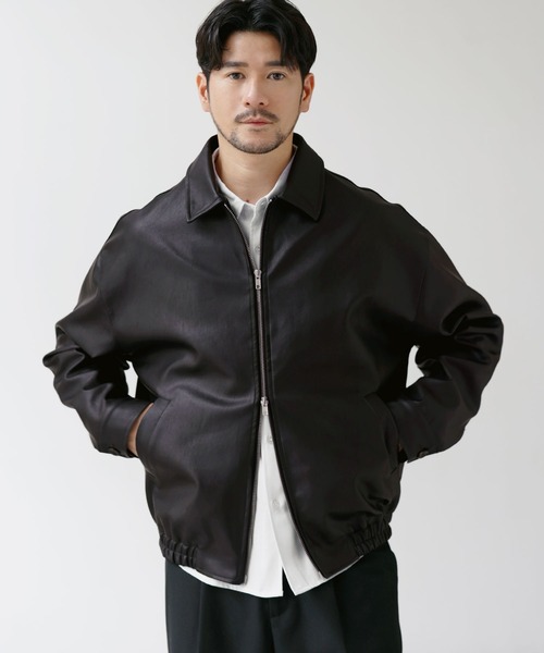 SPU（スプ）の「Essential Synthetic Leather Balloon Silhouette Zip Jacket（その他アウター・メンズ・ダークブラウン/ブラック・S/M/L/XL）」の18枚目の写真