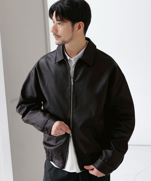 SPU（スプ）の「Essential Synthetic Leather Balloon Silhouette Zip Jacket（その他アウター・メンズ・ダークブラウン/ブラック・S/M/L/XL）」の17枚目の写真