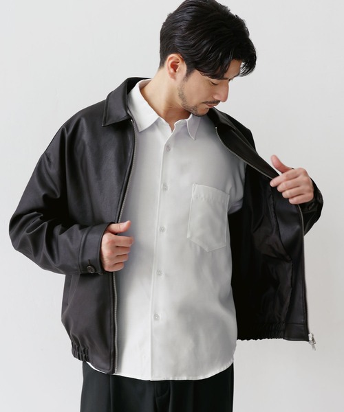 SPU（スプ）の「Essential Synthetic Leather Balloon Silhouette Zip Jacket（その他アウター・メンズ・ダークブラウン/ブラック・S/M/L/XL）」の16枚目の写真