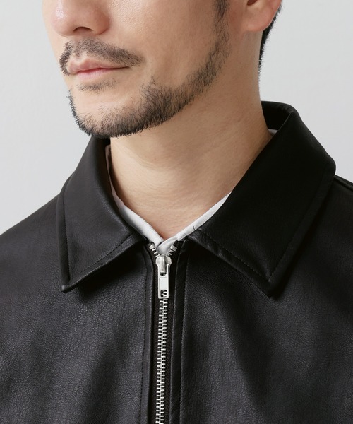 SPU（スプ）の「Essential Synthetic Leather Balloon Silhouette Zip Jacket（その他アウター・メンズ・ダークブラウン/ブラック・S/M/L/XL）」の3枚目の写真