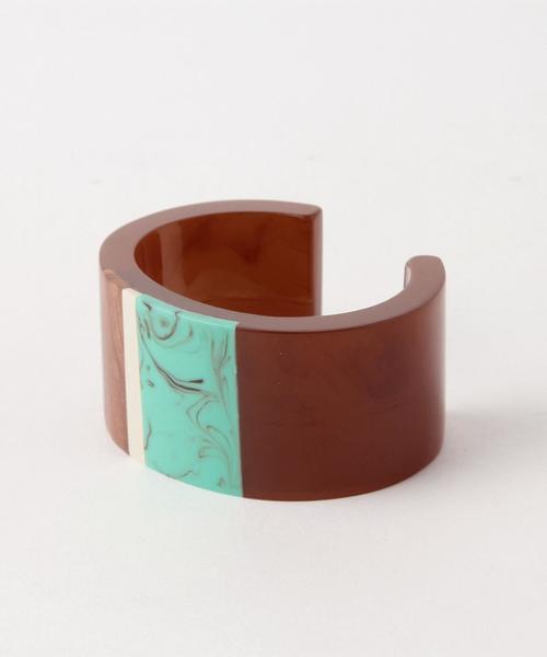 Casselini（キャセリーニ）の「配色ワイドバングル/CASSELIN WIDE BNGL◆（バングル/リストバンド・レディース・ホワイト/ターコイズブルー・FREE）」の5枚目の写真