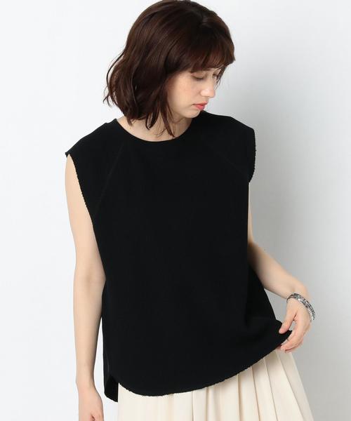 Another Edition(アナザーエディション)の「ワッフル断ち切りノースリーブ/AEBC ワッフルタチキリ NSL◆(Tシャツ/カットソー・レディース・オフホワイト/ブラック/ライトピンク・FREE)」の2枚目の写真