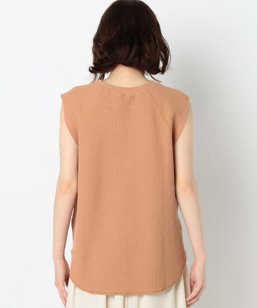 Another Edition(アナザーエディション)の「ワッフル断ち切りノースリーブ/AEBC ワッフルタチキリ NSL◆(Tシャツ/カットソー・レディース・オフホワイト/ブラック/ライトピンク・FREE)」の9枚目の写真