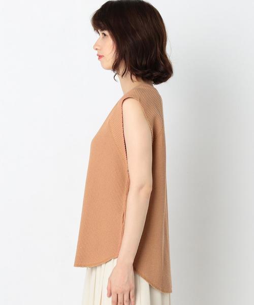 Another Edition(アナザーエディション)の「ワッフル断ち切りノースリーブ/AEBC ワッフルタチキリ NSL◆(Tシャツ/カットソー・レディース・オフホワイト/ブラック/ライトピンク・FREE)」の5枚目の写真