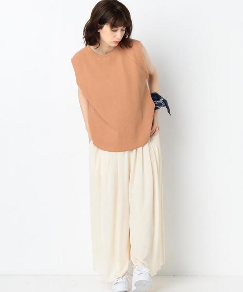 Another Edition(アナザーエディション)の「ワッフル断ち切りノースリーブ/AEBC ワッフルタチキリ NSL◆(Tシャツ/カットソー・レディース・オフホワイト/ブラック/ライトピンク・FREE)」の6枚目の写真