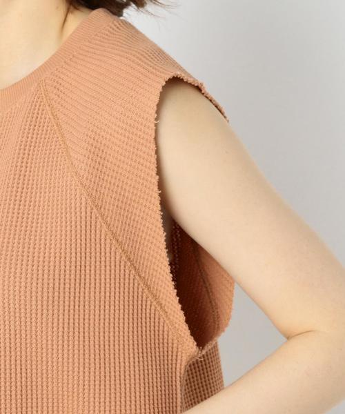 Another Edition(アナザーエディション)の「ワッフル断ち切りノースリーブ/AEBC ワッフルタチキリ NSL◆(Tシャツ/カットソー・レディース・オフホワイト/ブラック/ライトピンク・FREE)」の8枚目の写真