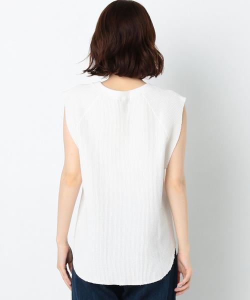 Another Edition(アナザーエディション)の「ワッフル断ち切りノースリーブ/AEBC ワッフルタチキリ NSL◆(Tシャツ/カットソー・レディース・オフホワイト/ブラック/ライトピンク・FREE)」の12枚目の写真