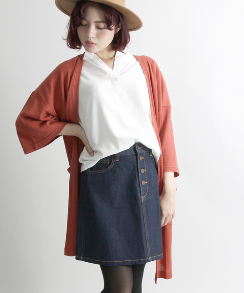 WEGO（ウィゴー）の「WEGO/フライボタン台形スカート（スカート・レディース・ブラック/アニマル/ワイン/ダークオレンジ/インディゴブルー/ダークインディゴブルー/その他・FREE）」の3枚目の写真