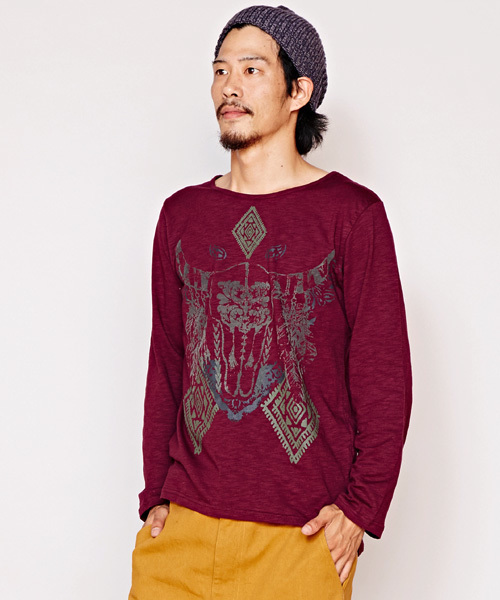 チャイハネ（チャイハネ）の「【チャイハネ】バッファローメンズＴシャツ（Tシャツ/カットソー・メンズ・ホワイト/パープル/ネイビー・FREE）」の3枚目の写真