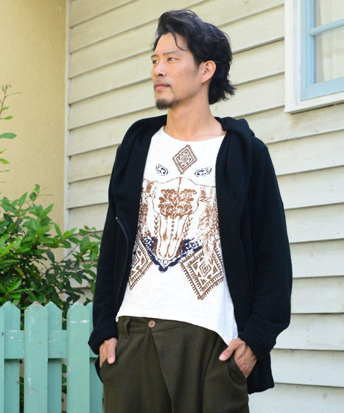 チャイハネ（チャイハネ）の「【チャイハネ】バッファローメンズＴシャツ（Tシャツ/カットソー・メンズ・ホワイト/パープル/ネイビー・FREE）」の2枚目の写真