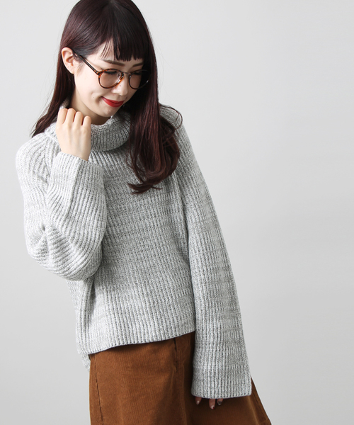 WEGO（ウィゴー）の「WEGO/ルーズネックショートニット（ニット/セーター・レディース・ピンク/カーキ/オフホワイト/ブルー/杢グレー・FREE）」の20枚目の写真