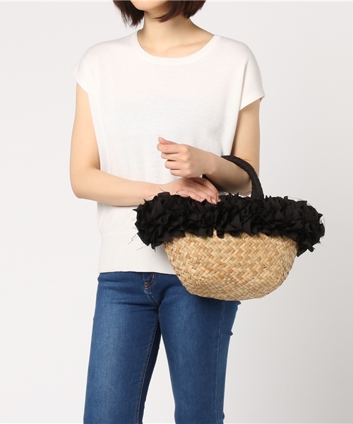 Rouge vif（ルージュヴィフ）の「Cashellie ﾌﾘﾙﾄｰﾄ(S)（かごバッグ・レディース・ブラック/ベージュ/ネイビー・FREE）」の11枚目の写真