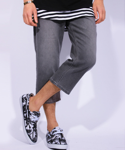 ８(eight)（エイト）の「デニム クロップドパンツ ７分丈 ショートパンツ （デニムパンツ・メンズ・インディゴブルー/ブラック/ブルー/ワンウォッシュ/グレー・MEDIUM/X-LARGE/LARGE）」の3枚目の写真