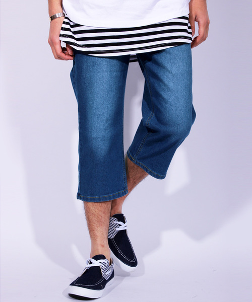 ８(eight)（エイト）の「デニム クロップドパンツ ７分丈 ショートパンツ （デニムパンツ・メンズ・インディゴブルー/ブラック/ブルー/ワンウォッシュ/グレー・MEDIUM/X-LARGE/LARGE）」の4枚目の写真