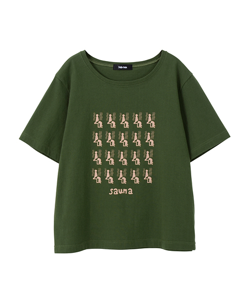 Ne-net（ネネット）の「S SAUNA Ｔ（Tシャツ/カットソー・レディース・ブラック/カーキ/ブルー/ホワイト・02/03）」の3枚目の写真