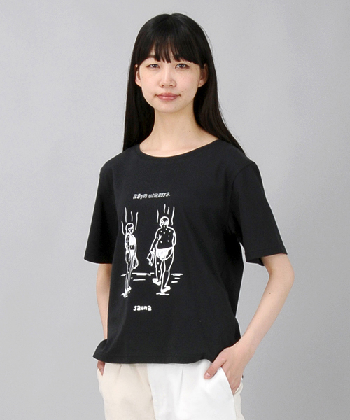 Ne-net（ネネット）の「S SAUNA Ｔ（Tシャツ/カットソー・レディース・ブラック/カーキ/ブルー/ホワイト・02/03）」の2枚目の写真