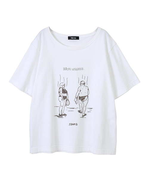 Ne-net（ネネット）の「S SAUNA Ｔ（Tシャツ/カットソー・レディース・ブラック/カーキ/ブルー/ホワイト・02/03）」の13枚目の写真
