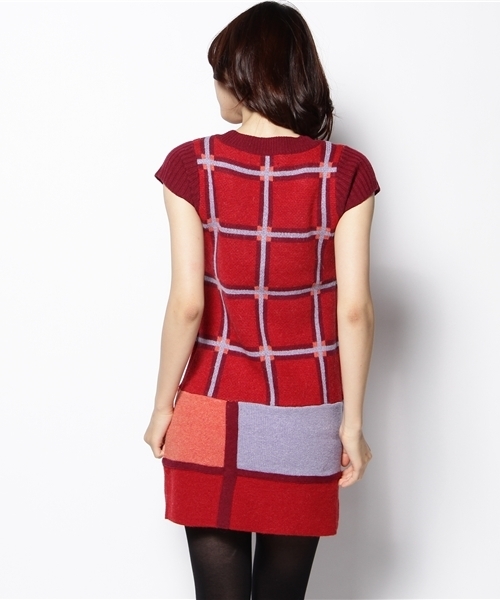 Language(ランゲージ)の「オリジナルモンドリアンワンピ(ワンピース・レディース・アイボリー/ネイビー/レッド・38)」の6枚目の写真