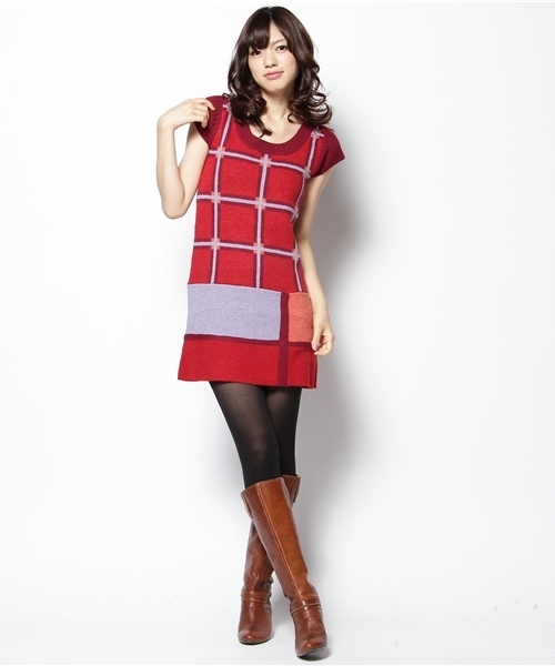 Language(ランゲージ)の「オリジナルモンドリアンワンピ(ワンピース・レディース・アイボリー/ネイビー/レッド・38)」の7枚目の写真