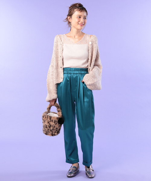 Omekashi（オメカシ）の「スラブヤーンハンドニットカーデ（ニット/セーター・レディース・オフホワイト/ベージュ/パープル/オレンジ/ブラック/ピンク・FREE/ﾌﾘ-）」の7枚目の写真