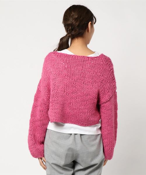 Omekashi（オメカシ）の「スラブヤーンハンドニットカーデ（ニット/セーター・レディース・オフホワイト/ベージュ/パープル/オレンジ/ブラック/ピンク・FREE/ﾌﾘ-）」の13枚目の写真