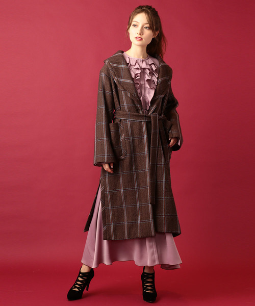 チェックガウンコート