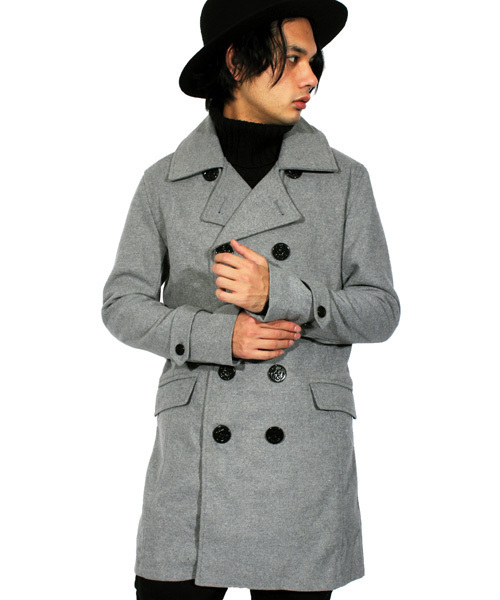 ８(eight)（エイト）の「ロング ピーコート ウール メルトン（ピーコート・メンズ・チャコールグレー/ブラック/ネイビー/グレー/キャメル・LARGE/MEDIUM/X-LARGE）」の4枚目の写真