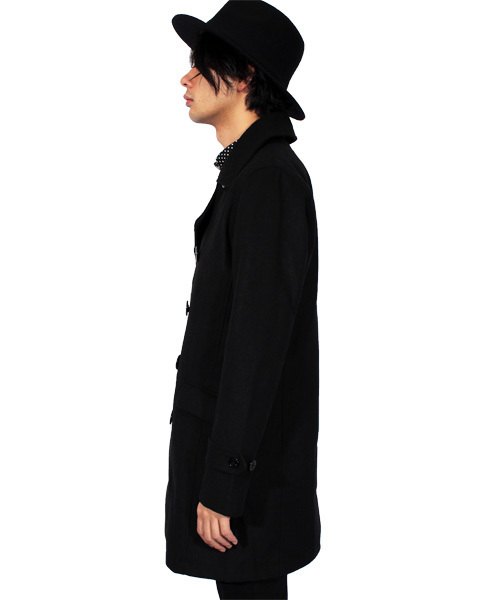 ８(eight)（エイト）の「ロング ピーコート ウール メルトン（ピーコート・メンズ・チャコールグレー/ブラック/ネイビー/グレー/キャメル・LARGE/MEDIUM/X-LARGE）」の11枚目の写真