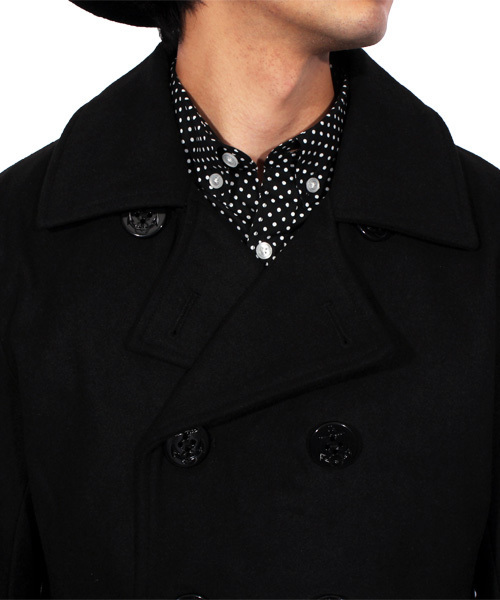 ８(eight)（エイト）の「ロング ピーコート ウール メルトン（ピーコート・メンズ・チャコールグレー/ブラック/ネイビー/グレー/キャメル・LARGE/MEDIUM/X-LARGE）」の13枚目の写真