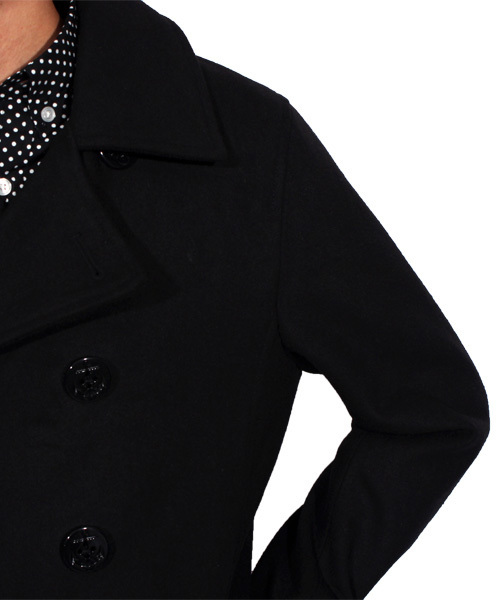 ８(eight)（エイト）の「ロング ピーコート ウール メルトン（ピーコート・メンズ・チャコールグレー/ブラック/ネイビー/グレー/キャメル・LARGE/MEDIUM/X-LARGE）」の14枚目の写真