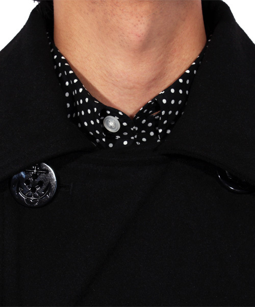 ８(eight)（エイト）の「ロング ピーコート ウール メルトン（ピーコート・メンズ・チャコールグレー/ブラック/ネイビー/グレー/キャメル・LARGE/MEDIUM/X-LARGE）」の16枚目の写真