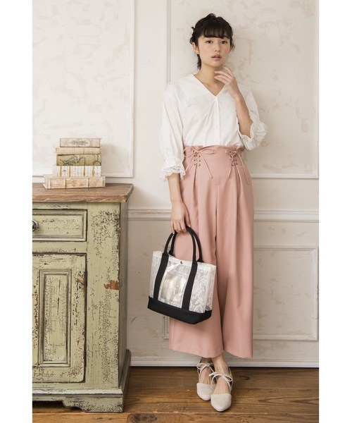 OLIVE des OLIVE（オリーブデオリーブ）の「レースアップ ワイドパンツ（その他パンツ・レディース・ネイビー/ピンク/ミント・FREE）」の3枚目の写真