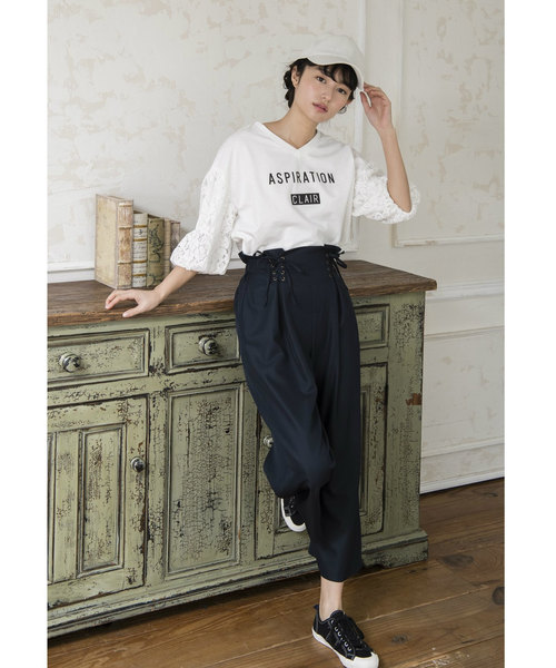 OLIVE des OLIVE（オリーブデオリーブ）の「レースアップ ワイドパンツ（その他パンツ・レディース・ネイビー/ピンク/ミント・FREE）」の5枚目の写真