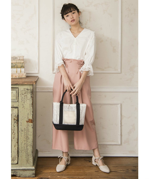 OLIVE des OLIVE（オリーブデオリーブ）の「レースアップ ワイドパンツ（その他パンツ・レディース・ネイビー/ピンク/ミント・FREE）」の6枚目の写真